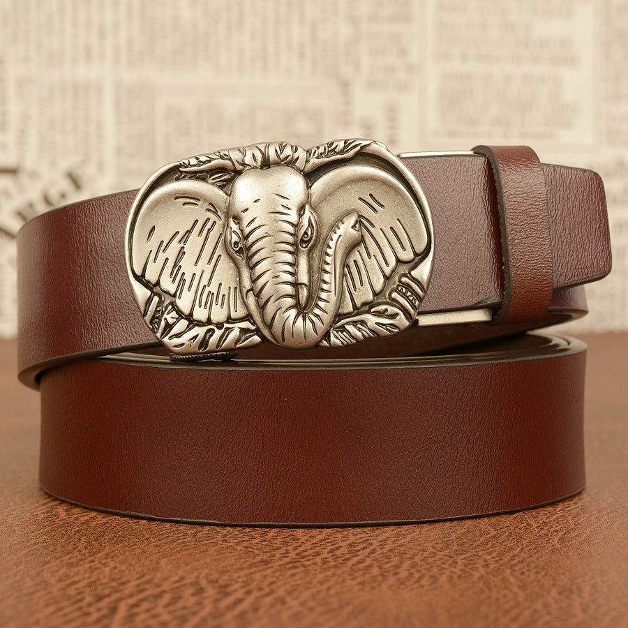 Elephant Automatic Buckle Belt Cowhide Casual - Belts -  Trend Goods