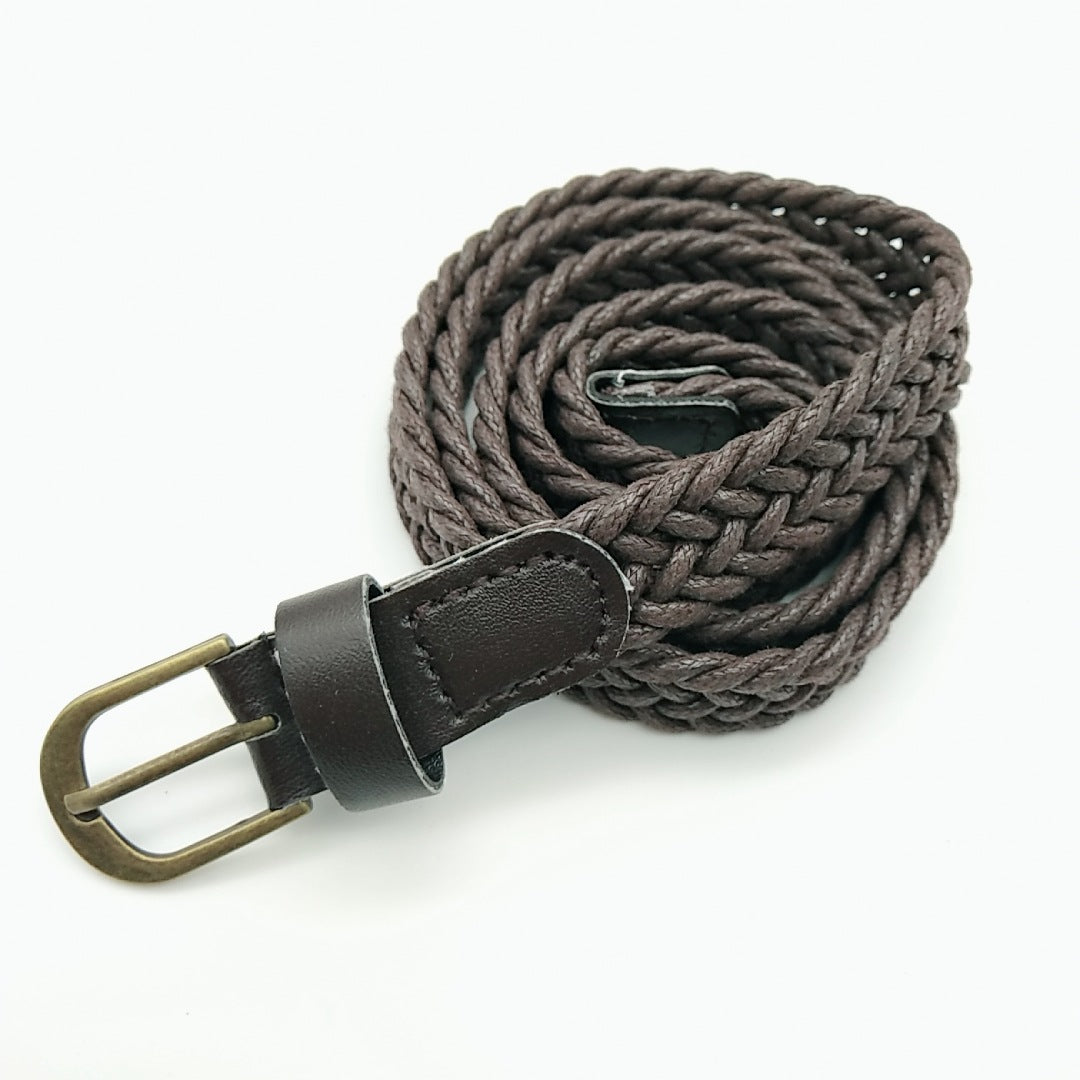 Retro Style Wax Rope Woven Belt Pu Bronze Alloy Pin Buckle - Belts -  Trend Goods