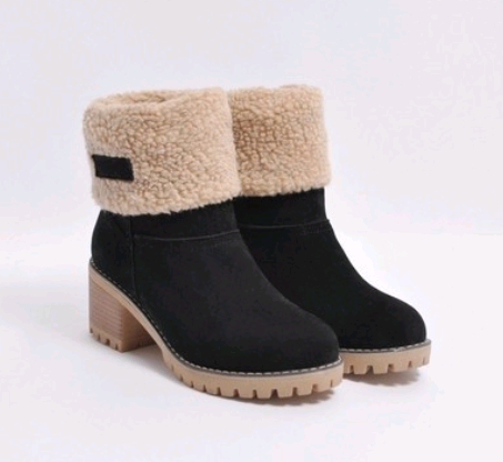 Mid-Tube Thick Heel Suede Snow Boots - Boots -  Trend Goods