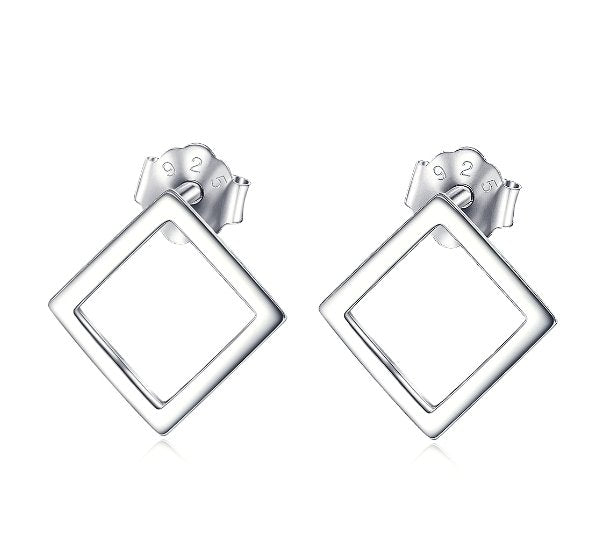 925 Sterling Silver Square Shape Ear Studs - Earrings -  Trend Goods