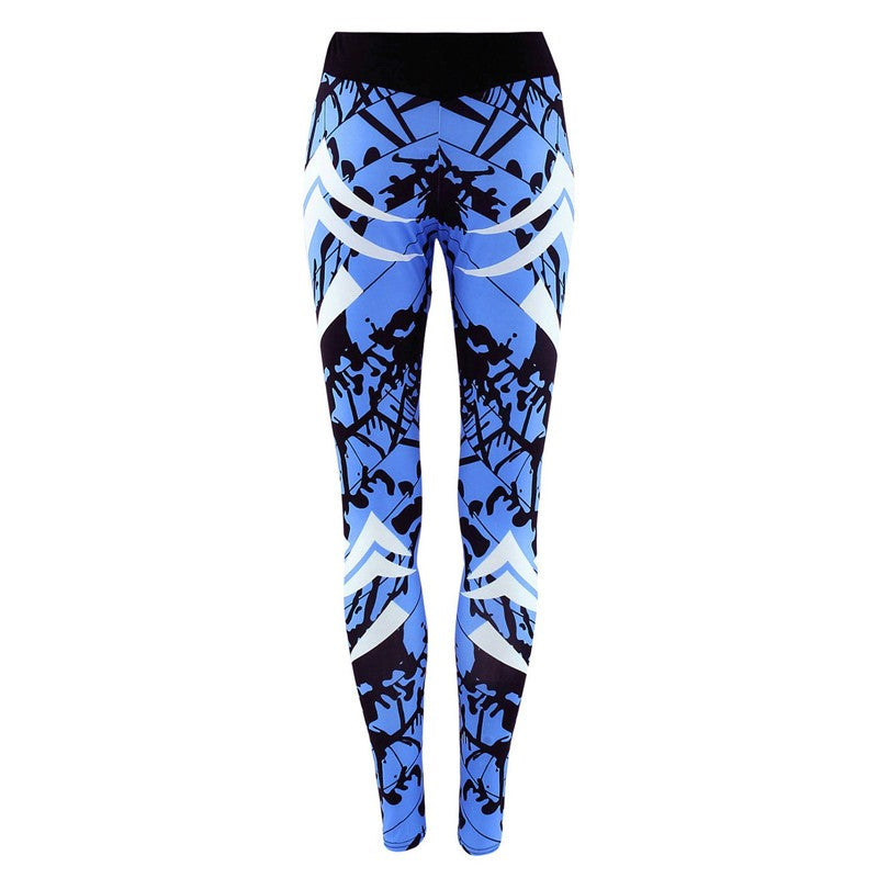 Dark Blue Printed Tight Gym Leggings - Yoga Pants -  Trend Goods