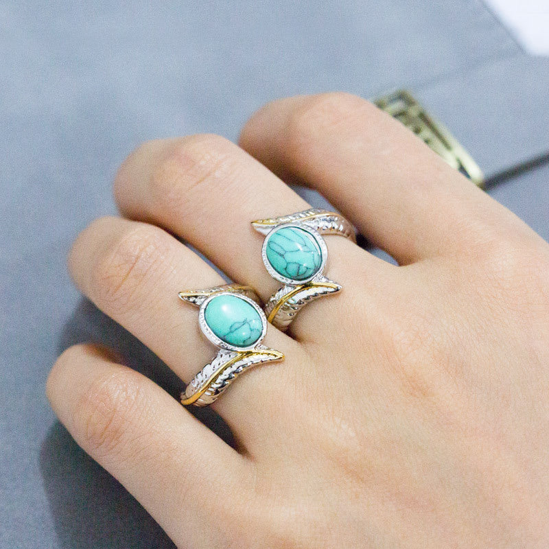Turquoise Feather Female Ring - Rings -  Trend Goods
