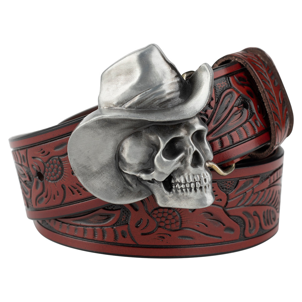 Hat Skull Alloy Belt Buckle Flower - Belts -  Trend Goods