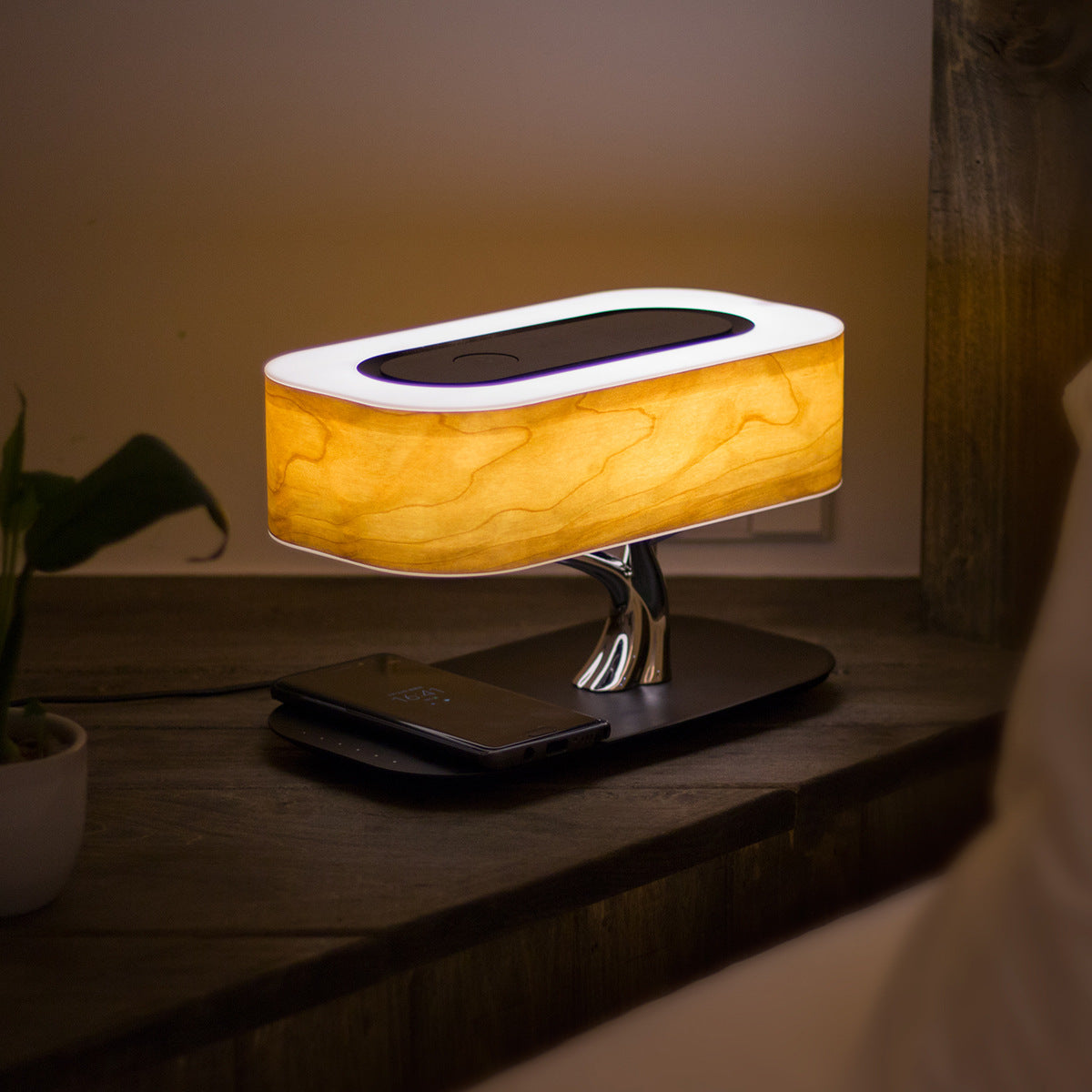 Creative Tree Light Table Lamp Music Speaker Bedside Dimmable Light Phone Wireless Charging - Table Lamps -  Trend Goods