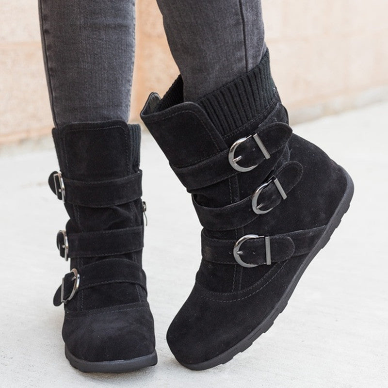 Casual Winter Strap Buckle Boots - Boots -  Trend Goods