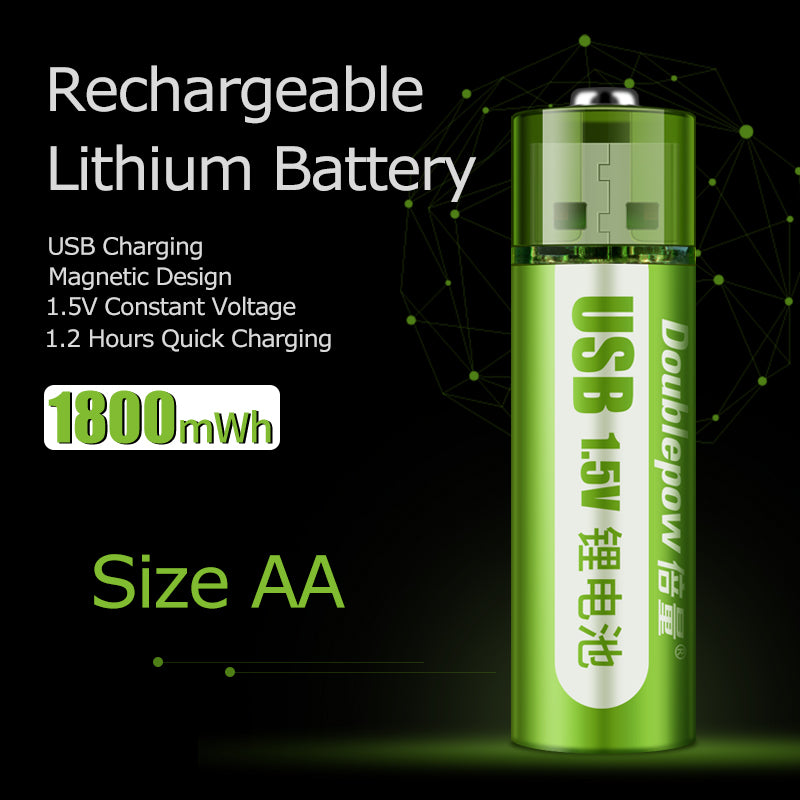 USB Rechargeable Lithium Battery Large Capacity 1.5v Constant Voltage AA - Batteries -  Trend Goods