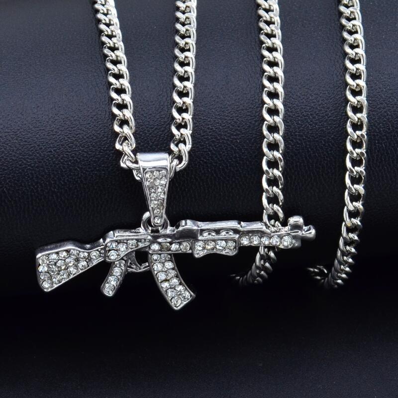 Rhinestone Army Style Male Pendant Necklace - Necklaces -  Trend Goods