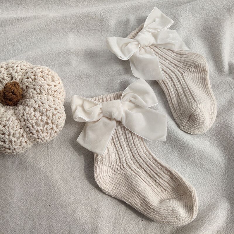 Baby Bowknot Woolen Pure Color Tube Socks - Baby Socks -  Trend Goods