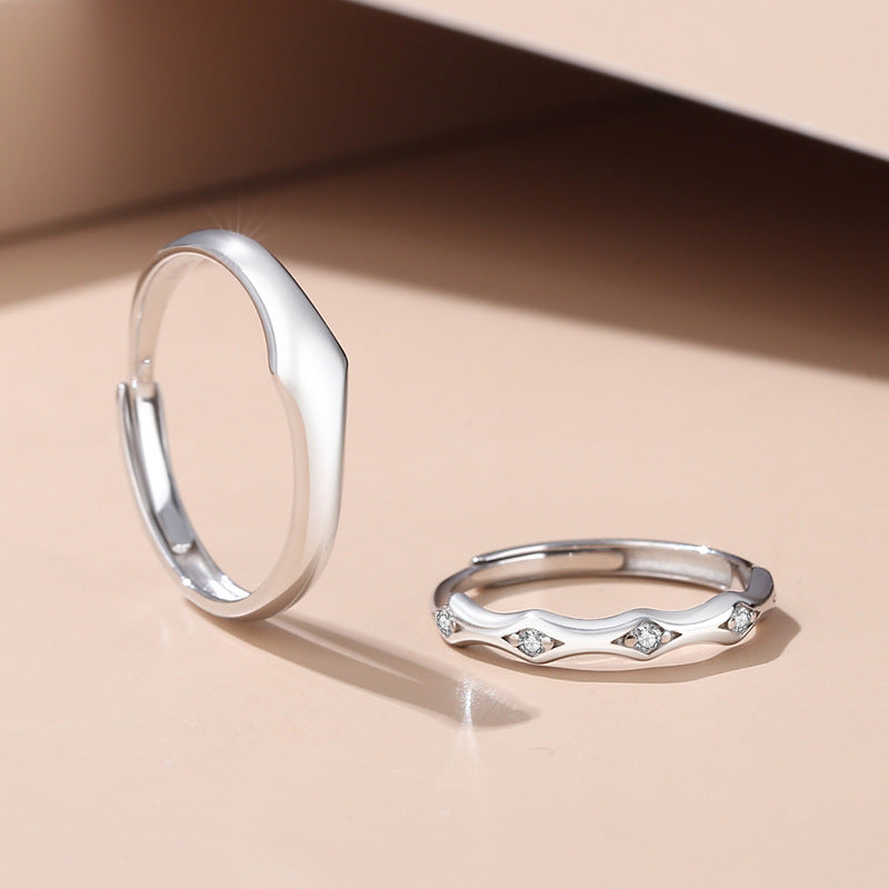 Knight's Love Couple Ring Simple Light Faced Zircon - Rings -  Trend Goods