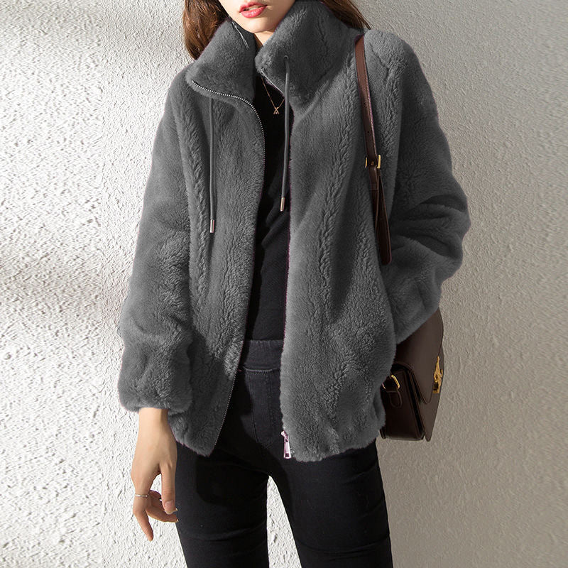 Double Faced Fleece Warm High Neck Coat - Coats -  Trend Goods