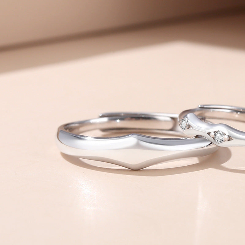 Knight's Love Couple Ring Simple Light Faced Zircon - Rings -  Trend Goods