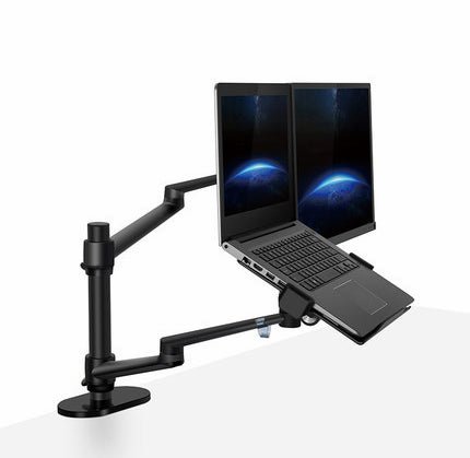 Aluminum Multifunction Ergonomics Desk Laptop Stand Monitor Desktop Holder Full Motion With Column Bar - Laptop Stands -  Trend Goods