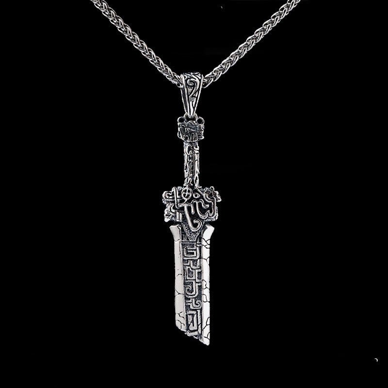 Ancient Sword Necklace Trendy Men Fashion Thai Silver Pendant Personality Silver Jewelry - Necklaces -  Trend Goods