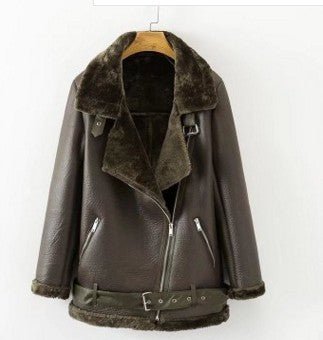 Artificial Fur Zipper Coat Leather Jackets Woman - Coats -  Trend Goods