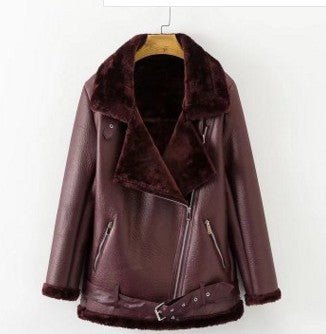 Artificial Fur Zipper Coat Leather Jackets Woman - Coats -  Trend Goods