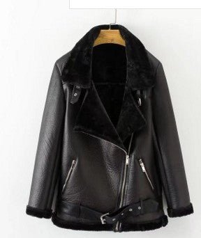 Artificial Fur Zipper Coat Leather Jackets Woman - Coats -  Trend Goods