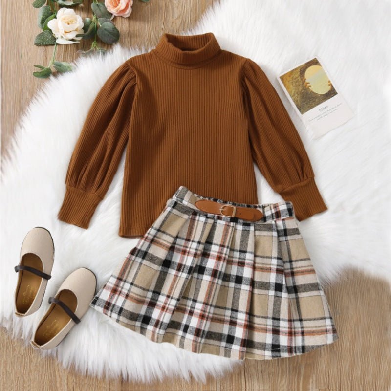 Autumn And Winter Brown Mid High Collar Winter Skirt Suit - Clothing Sets -  Trend Goods