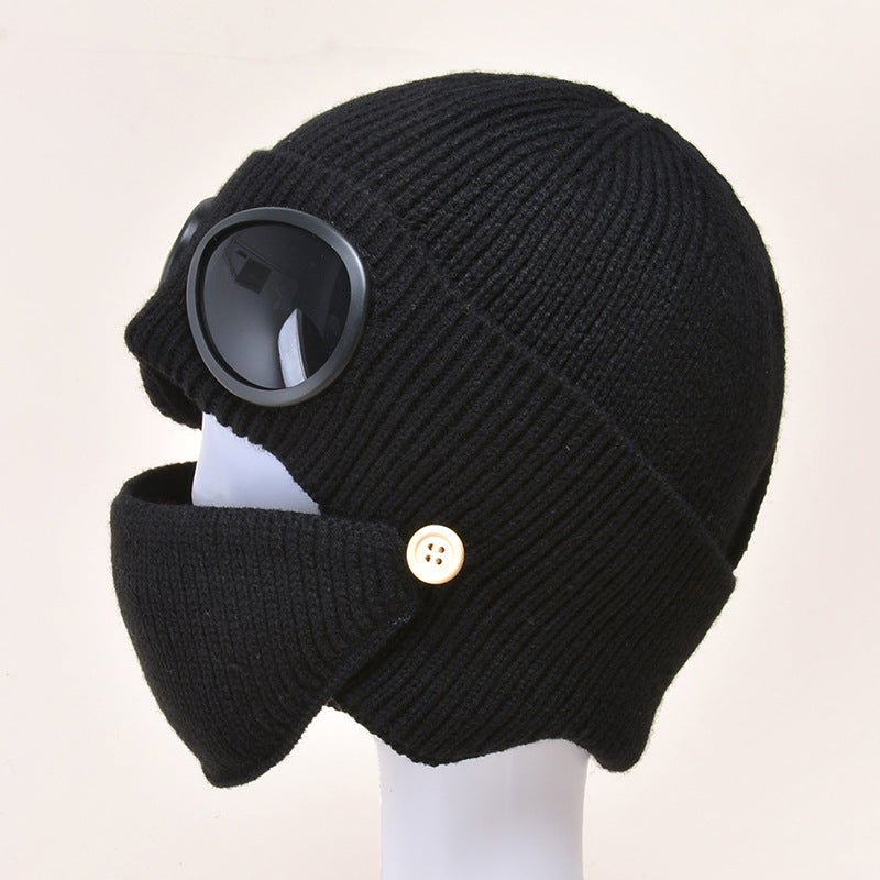 Aviator Glasses Ear With Velvet Warm Wool Hat - Wool Hats -  Trend Goods