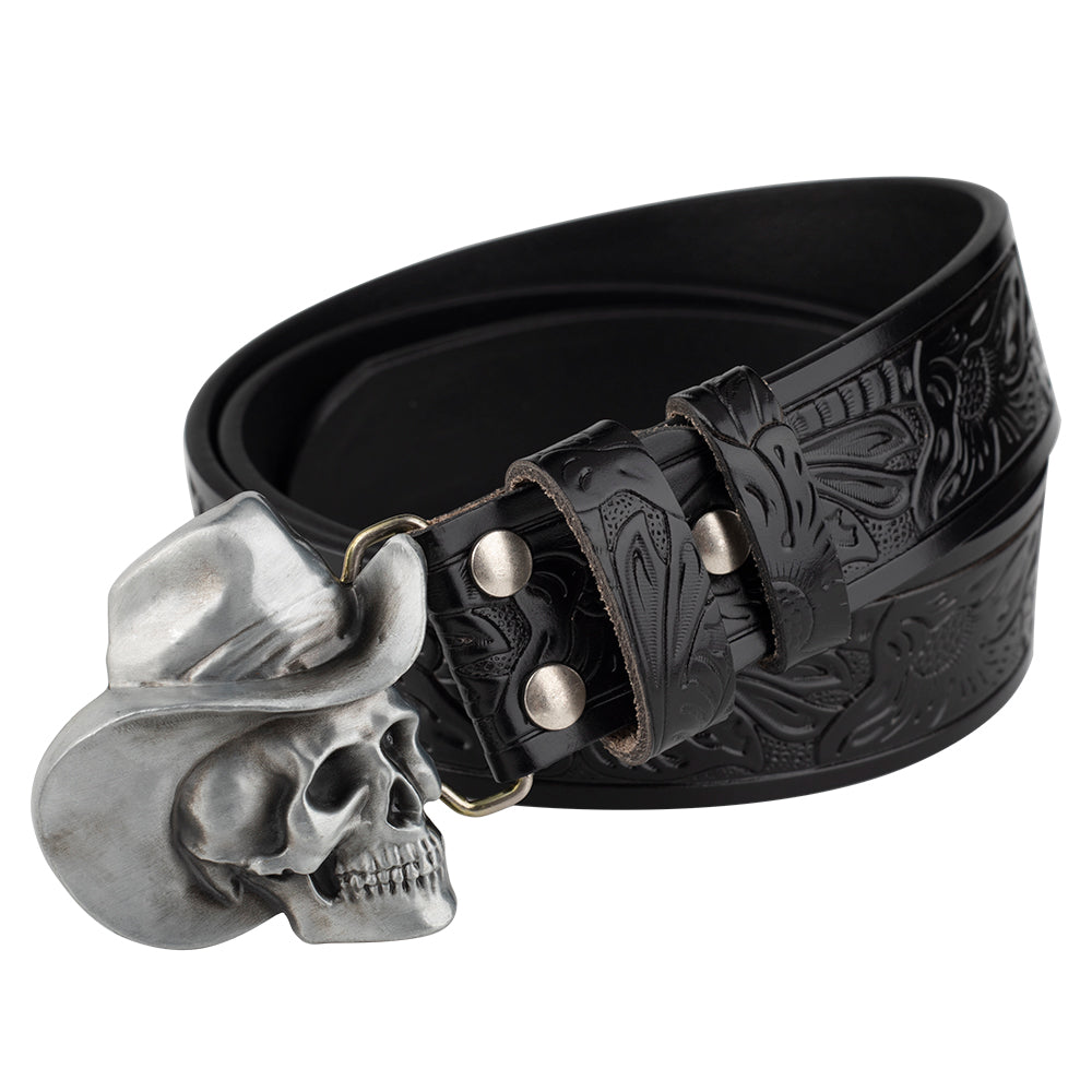 Hat Skull Alloy Belt Buckle Flower - Belts -  Trend Goods