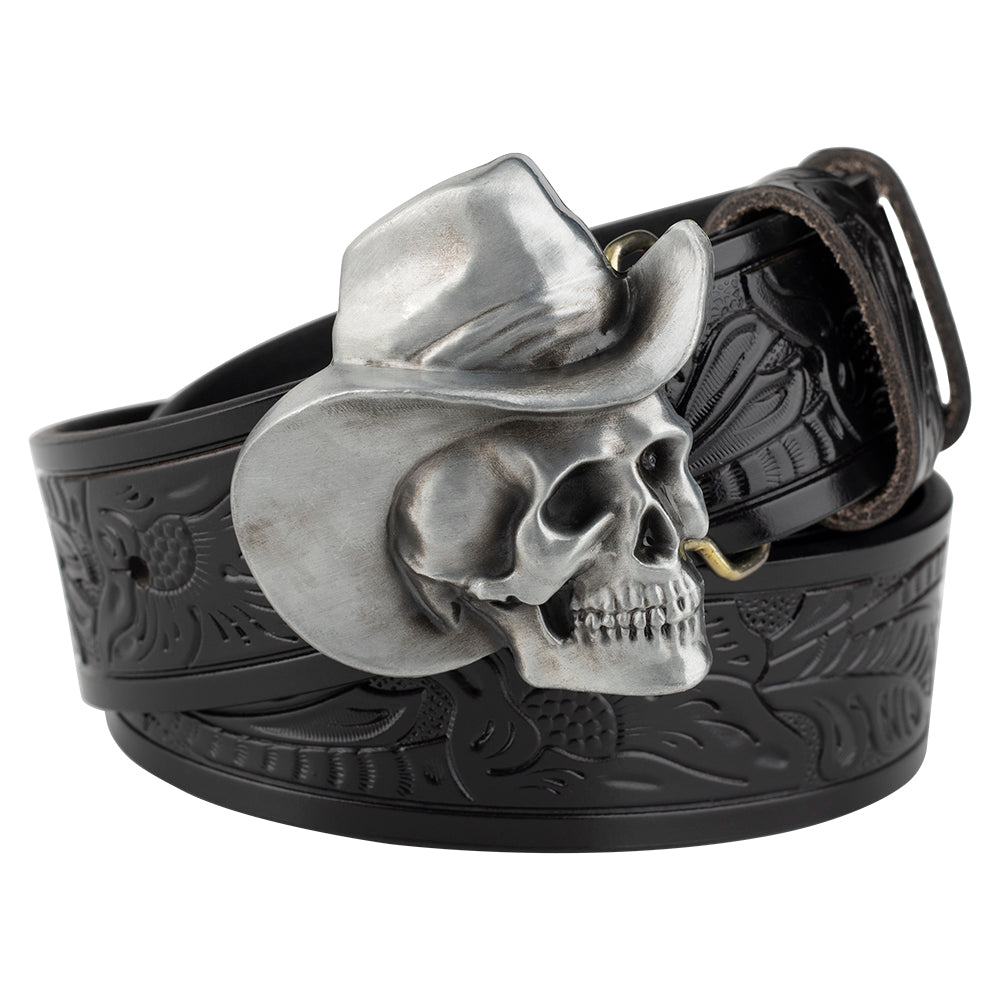 Hat Skull Alloy Belt Buckle Flower - Belts -  Trend Goods