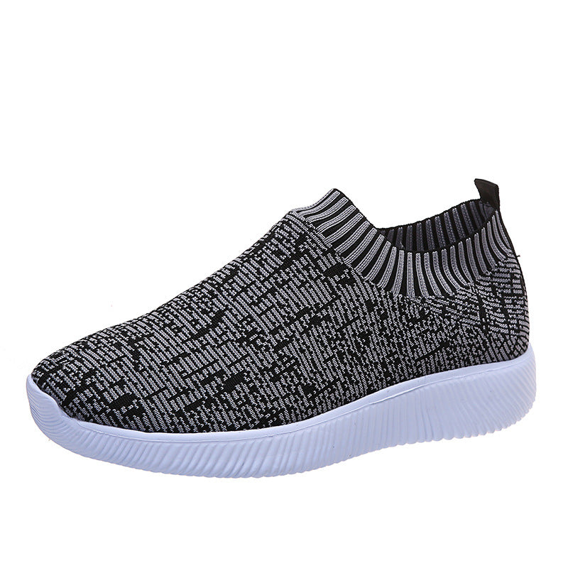 Stripe Knit Sock Shoes Flats Sneakers - Shoes -  Trend Goods