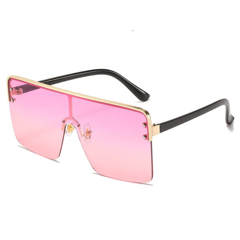 Fashion Big Frame Metal Gradient Color All-in-one Sunglasses - Sunglasses -  Trend Goods