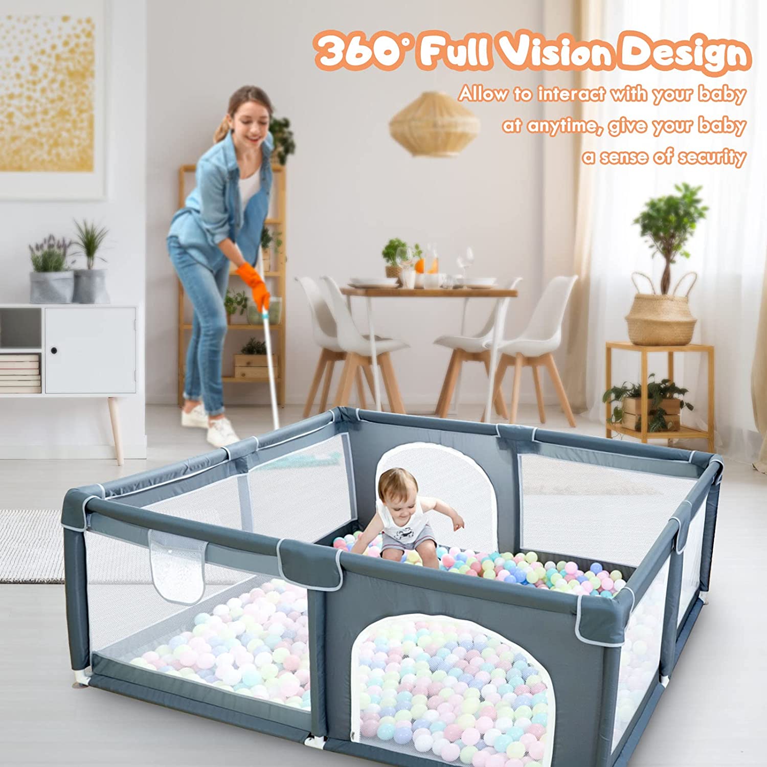 Baby Fence With Breathable Mesh, Safety Indoor & Outdoor Activity Center - Baby Care -  Trend Goods