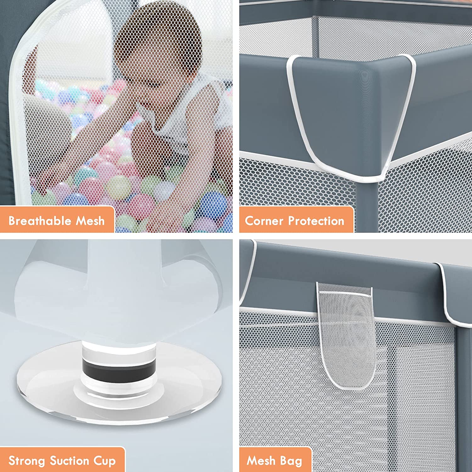 Baby Fence With Breathable Mesh, Safety Indoor & Outdoor Activity Center - Baby Care -  Trend Goods