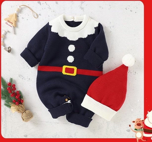 Baby Knitted Jumpsuits Christmas Cute Clothes And Hats - Baby Rompers -  Trend Goods