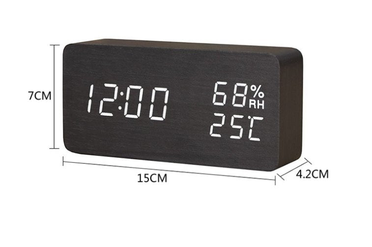 Baby Room Humidity Alarm Clock Wooden Luminous Silent Alarm Clock Multifunctional Electronic Clock - Alarm Clocks -  Trend Goods