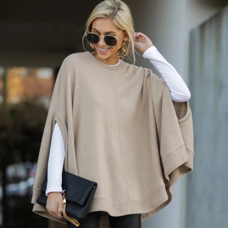 Bat sleeve knit top poncho - Poncho -  Trend Goods