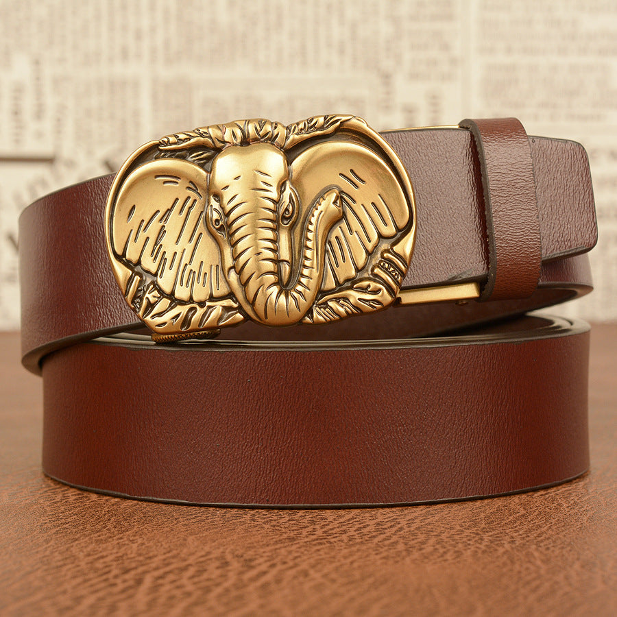 Elephant Automatic Buckle Belt Cowhide Casual - Belts -  Trend Goods
