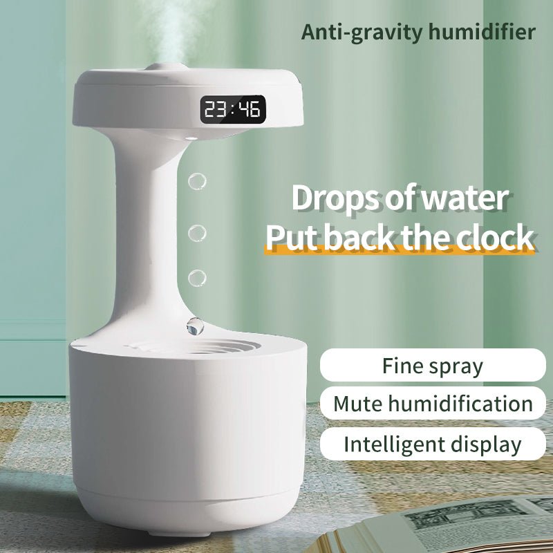 Bedroom Anti-Gravity Humidifier With Clock Water Drop Backflow Aroma Diffuser Large Capacity - Humidifiers -  Trend Goods