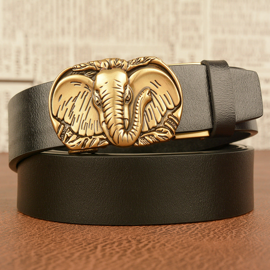 Elephant Automatic Buckle Belt Cowhide Casual - Belts -  Trend Goods