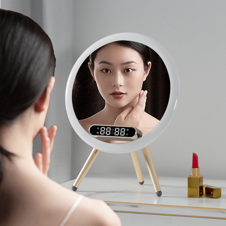 Multi-function LED Mirror Alarm Clock Wireless Charger Bluetooth Speaker - Make-up Mirrors -  Trend Goods