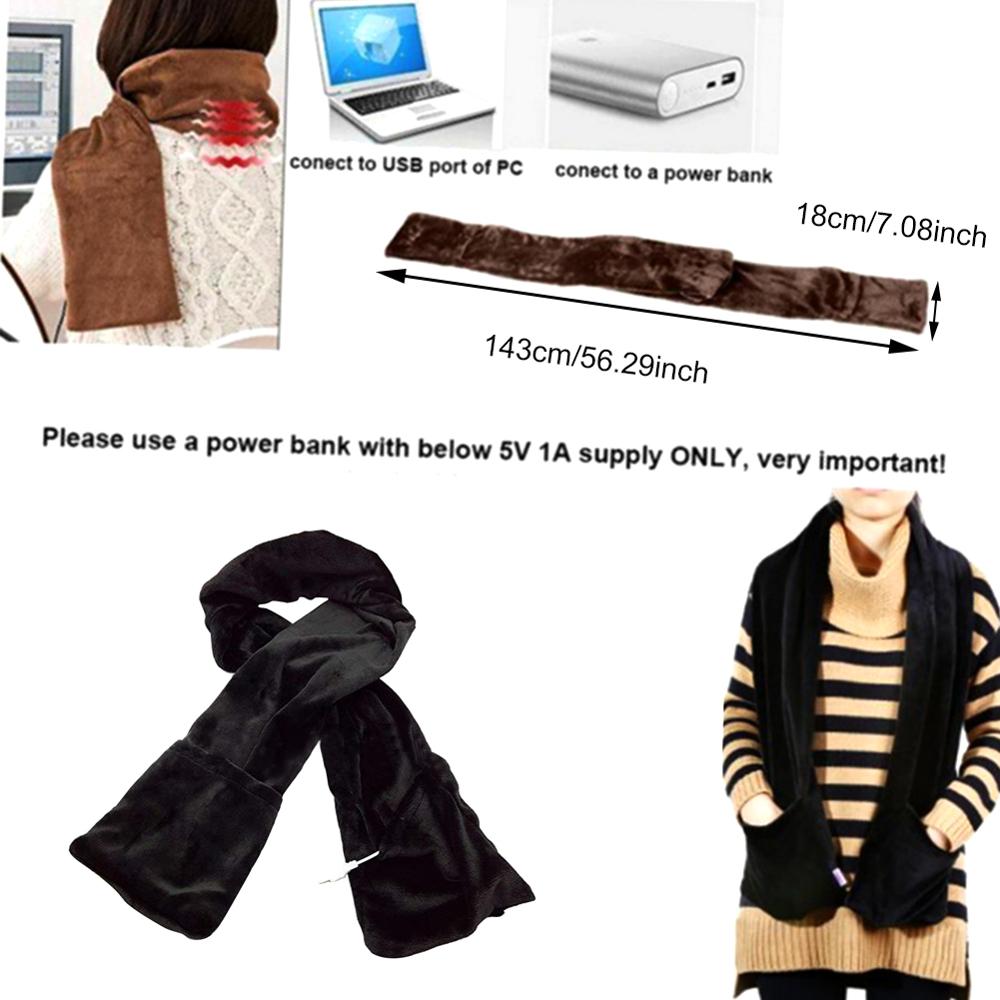 Black Fashion Warm USB Heating Scarf - Scarves -  Trend Goods