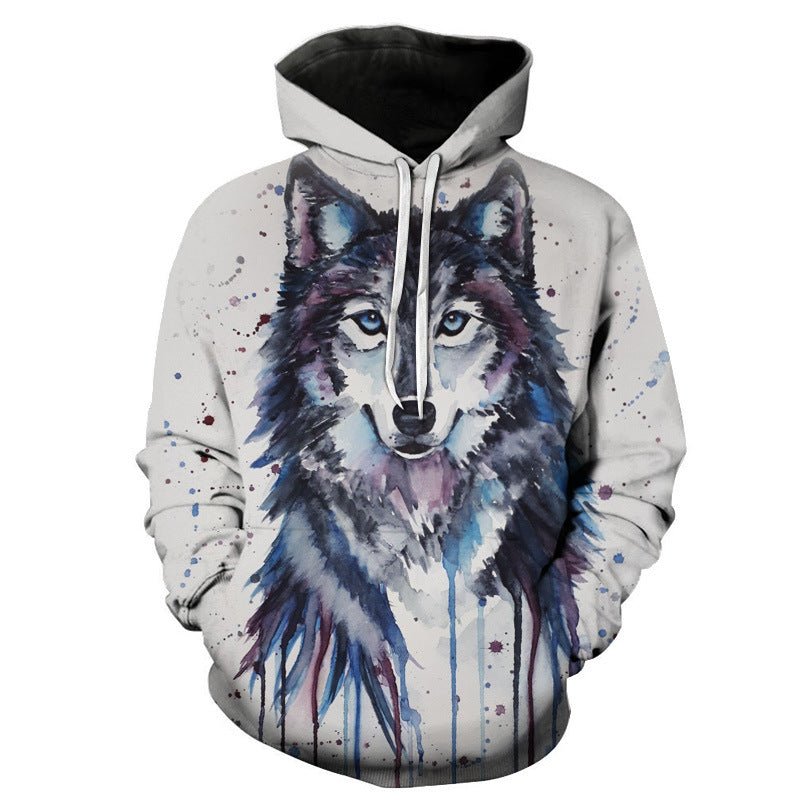 Blue Eyes Wolf 3D Digital Printed Men's Hoodie - Hoodies -  Trend Goods