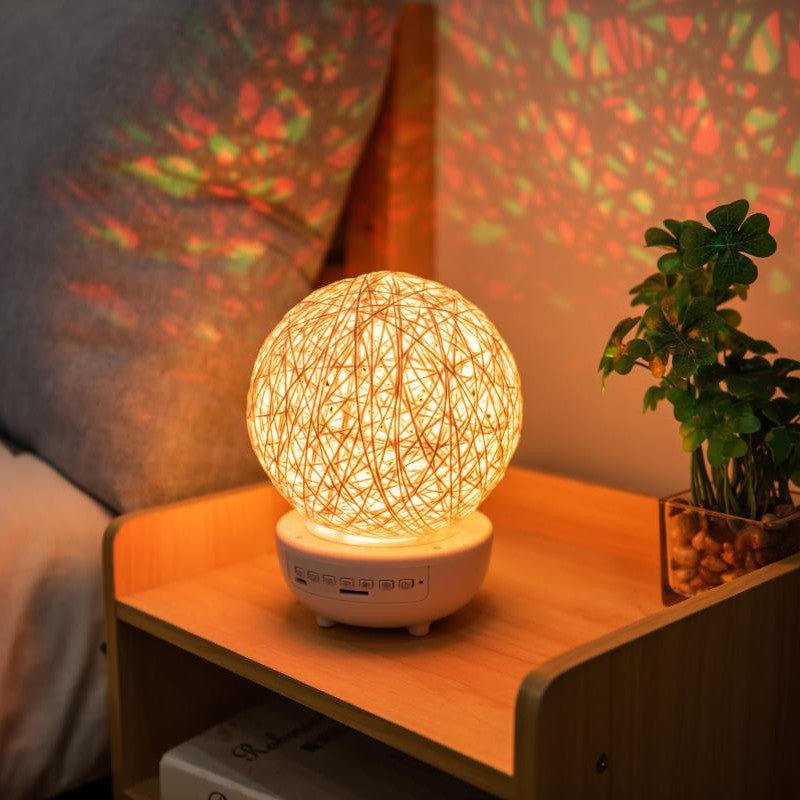 Bluetooth-compatible Music LED Night Light Romantic Dimmable Starry Bedside Rechargeable Rattan Ball Moon Lamps - Night Lights -  Trend Goods