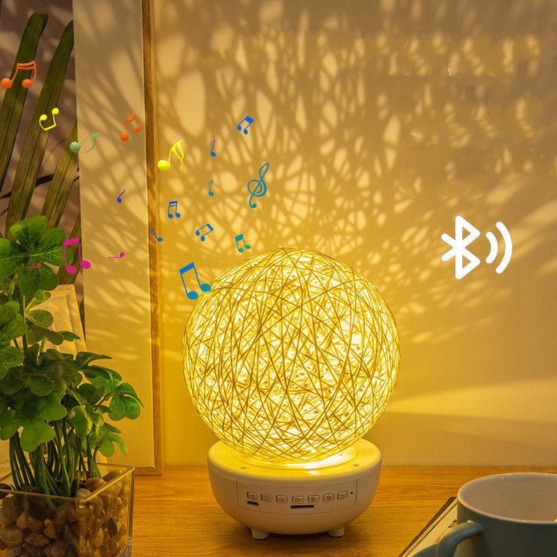 Bluetooth-compatible Music LED Night Light Romantic Dimmable Starry Bedside Rechargeable Rattan Ball Moon Lamps - Night Lights -  Trend Goods