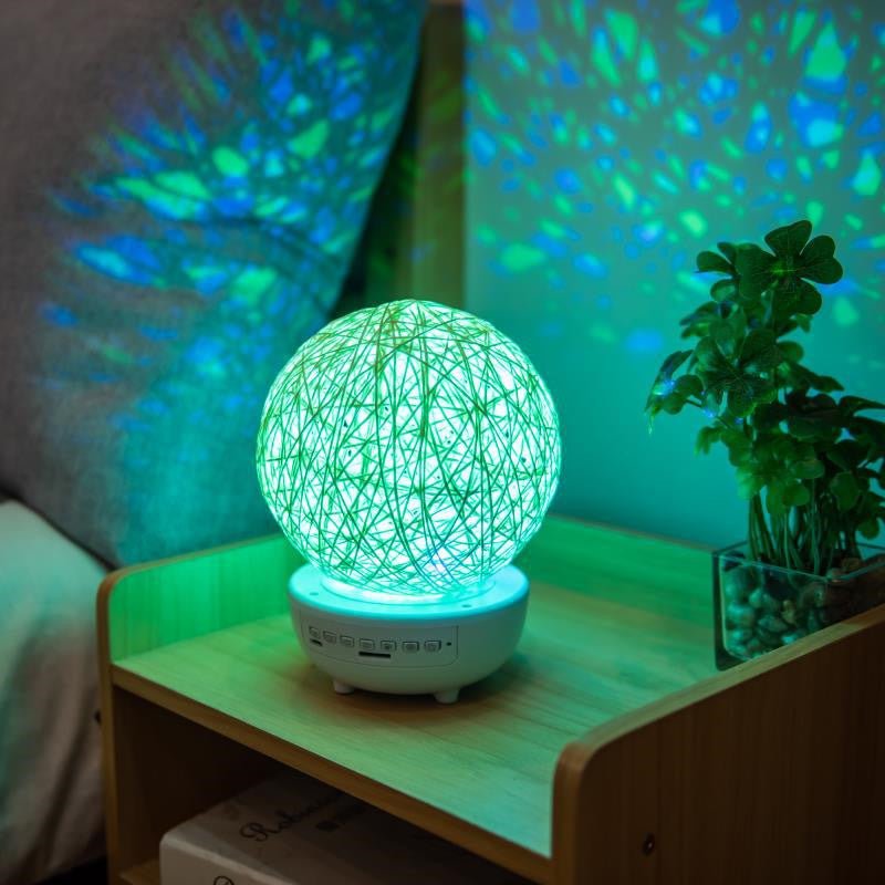 Bluetooth-compatible Music LED Night Light Romantic Dimmable Starry Bedside Rechargeable Rattan Ball Moon Lamps - Night Lights -  Trend Goods