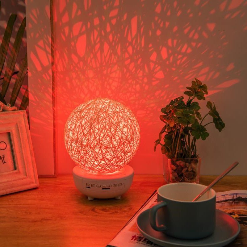 Bluetooth-compatible Music LED Night Light Romantic Dimmable Starry Bedside Rechargeable Rattan Ball Moon Lamps - Night Lights -  Trend Goods