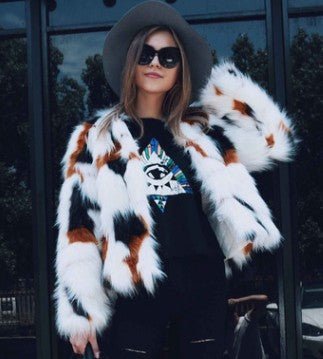 Boho Multicolor Fur Coat - Coats -  Trend Goods