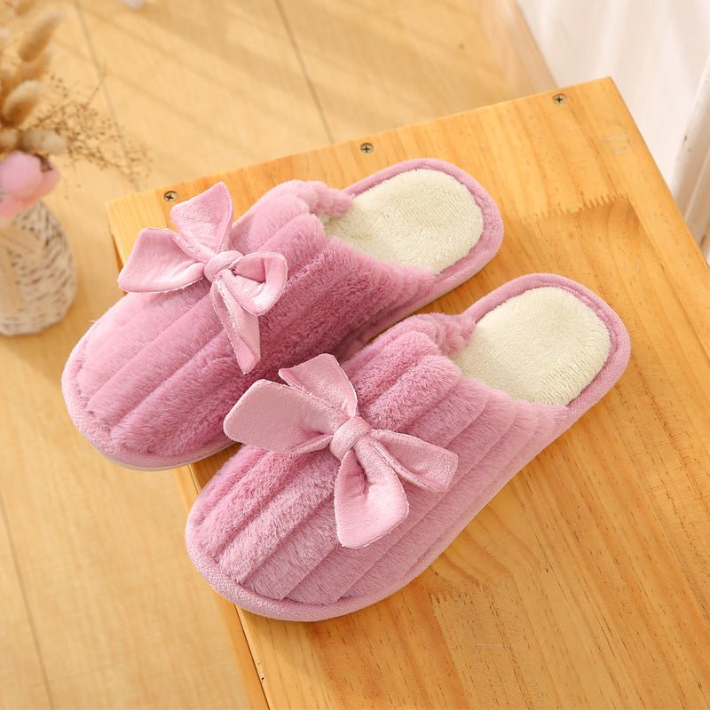 Bowknot Autumn And Winter Cotton Slippers Home Interior - Slippers -  Trend Goods