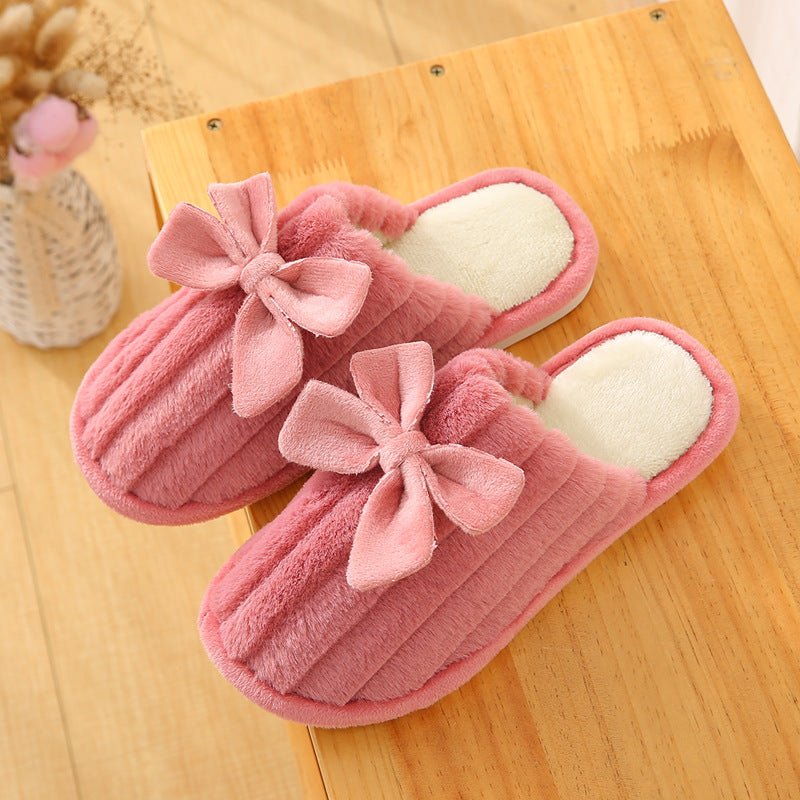 Bowknot Autumn And Winter Cotton Slippers Home Interior - Slippers -  Trend Goods
