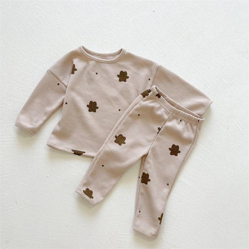 Boys And Girls Baby Bear Print Suit Round Neck Long Sleeve - Baby Clothing -  Trend Goods