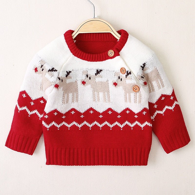 Boys and girls knitted cartoon Christmas elk sweater - Sweaters -  Trend Goods