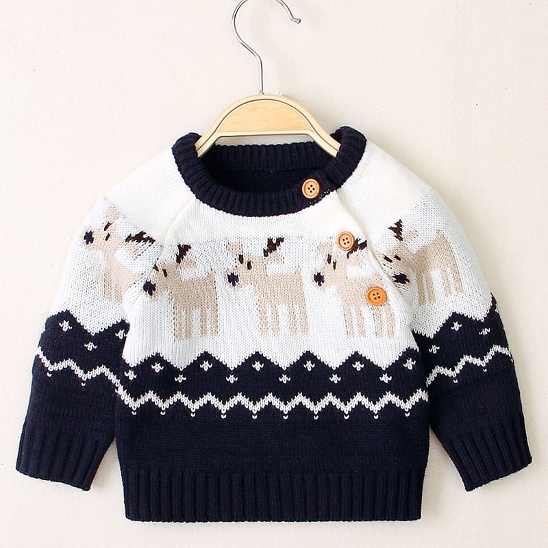 Boys and girls knitted cartoon Christmas elk sweater - Sweaters -  Trend Goods