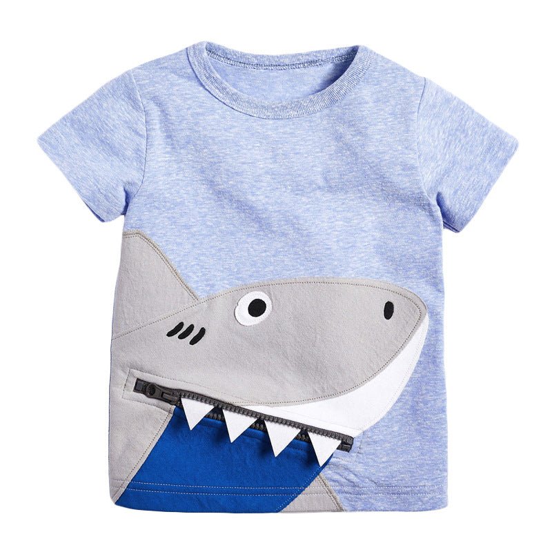 Boy's T-Shirt Knitted Cotton Short Sleeve Cartoon Children's T-Shirt - T-Shirts -  Trend Goods