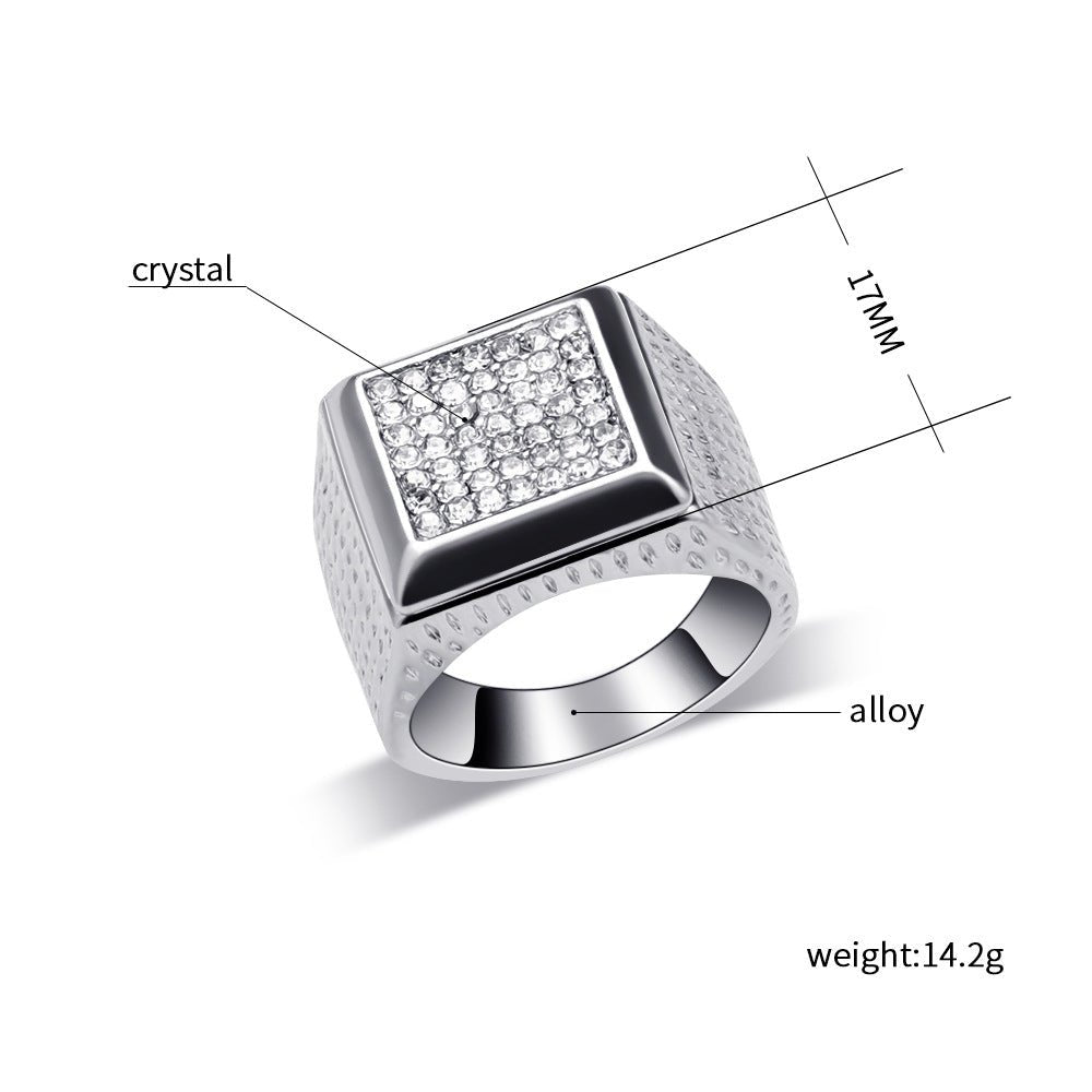 Bright Square Full Diamond Men's Ring - Rings -  Trend Goods