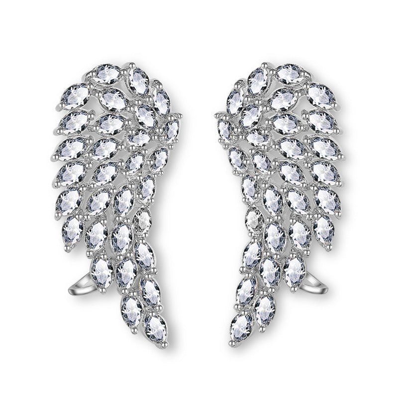Brilliant Cubic Zirconia Angel Wings Stud Earrings - Earrings -  Trend Goods